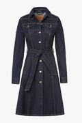 Classic  Stretched Denim Dress-Coat.