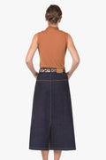 A-line Stretch Denim Maxi skirt