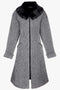 Wool coat with detachable real fur collar